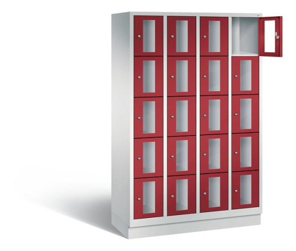 C+P lockerkast Classic, H1800xB1190xD500mm, kleur: lichtgrijs/robijnrood, 8020A405 S10001