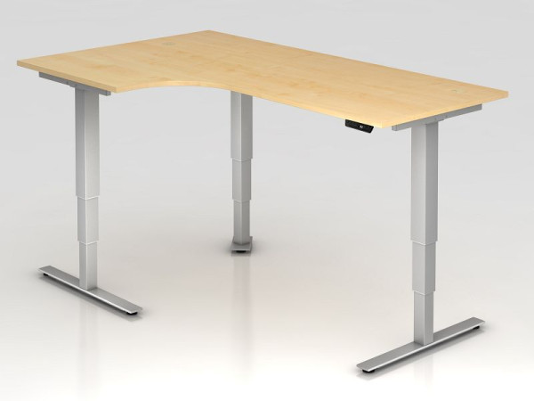 Hammerbacher zit-sta hoektafel elektrisch 200x120cm 90° esdoorn, hoekvorm 90°, links of rechts te monteren, VXDSM82/3/S