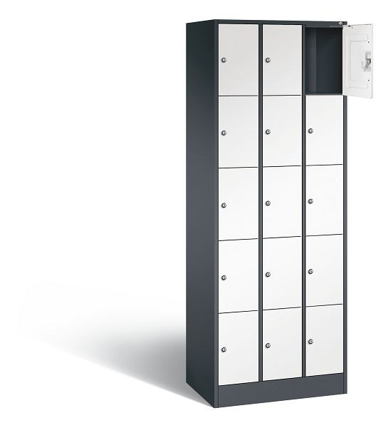 C+P lockerkast serie 8070, H1950xB680xD480mm, kleur: zwartgrijs / verkeerswit, 80700-30 S10370