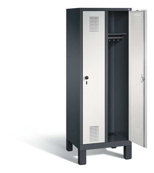 C+P schoollocker Evolo, H1650xW610xD500mm, kleur: zwartgrijs/lichtgrijs, 480106-20 S10018