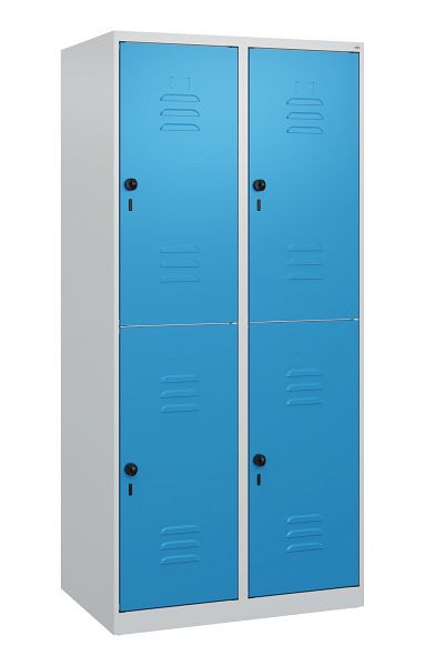 C+P Doppelstöckiger Spind Classic PLUS, 2 Abteile, 1700x800x500mm, 7035/5012, Drehriegel, 0803007-22 S10004