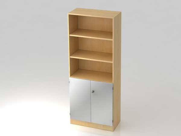 Hammerbacher kast 5OH, 2OH deuren, onderpaneel, gestreept handvat esdoorn/zilver, 80x42x200,4 cm (BxDxH), V6770/3/S/SG