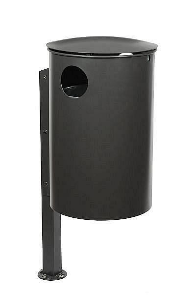 Renner staande afvalcontainer ca. 50 L, inclusief Q-tube paal, met afsluitbaar deksel, thermisch verzinkt en gepoedercoat, antracietgrijs, 7041-00PB 7016