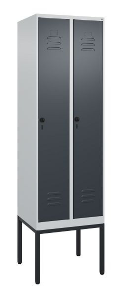 C+P Umkleidespind Classic PLUS, Gestell, 2 Abteile, 2120x600x500mm, 7035/7016, Drehriegel, 0800307-20 S10008