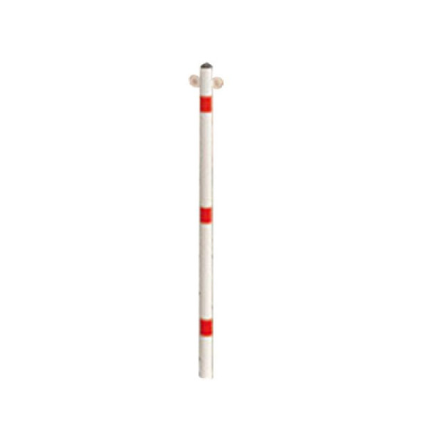Stone HGS afzetpaal "Acero" Ø48mm, van staal, vast, 2 kettingogen, verzinkt, rood/wit gecoat, voor pluggen (basisplaat 200x200mm), 13417