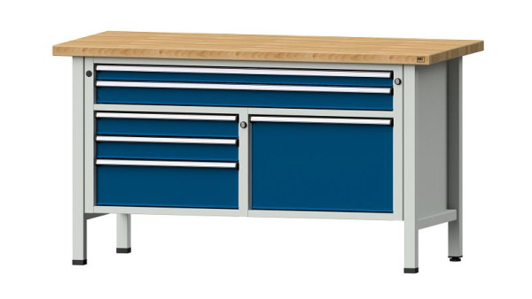 ANKE werkbanken kistwerkbank, model 257 V, 1500 x 700 x 840 mm, RAL 7035/5010, BMP 40 mm, 304.112