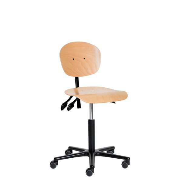 SOFAME werkstoel NATUR met wielen, zithoogte 46-66, met zitdiepteverstelling, aluminium onderstel, W050050045