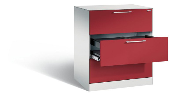 C+P hangarchiefkast Asisto, H1010xB800xD600mm, kleur: lichtgrijs/robijnrood, beugelgreep, 146243-312 S10076