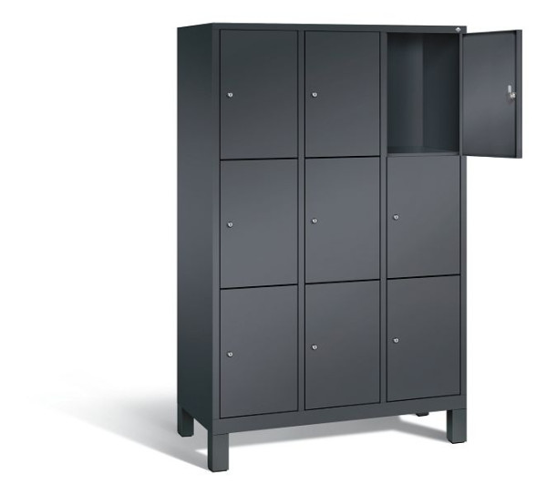 C+P lockerkast Evolo, H1850xB1200xD500mm, kleur: zwart-grijs, 48010-323 S10012