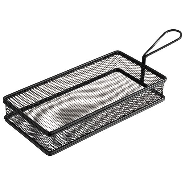 APS serveerfrituurmand, 26 x 13 x 5 cm, RVS, zwart, handvat: 9,5 cm, -SNACKHOLDER-, 40629
