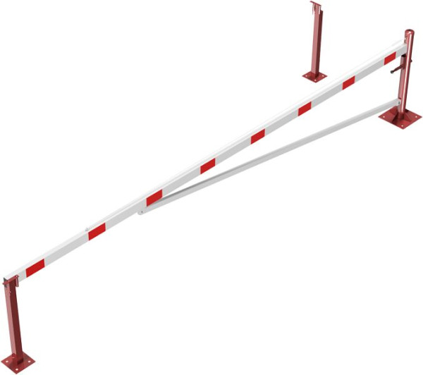 Schake roterende slagboom met steunpaal en kabelversterking, voor deuvelbevestiging, slagboomlengte: 5500 mm, voor hangslot, 4213_55VBP