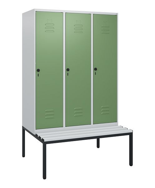 C+P luierkastje Classic PLUS, met onderbank, 3 vakken, 1950x1200x815mm, 7035/6011, draaibare sluiting, 0800505-32 S10036