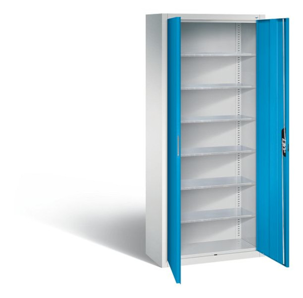 C+P tijdschriftenkast serie 13, H1690xB700xD300mm, kleur: lichtgrijs/lichtblauw, verzonken handgreep, 133413-20 S10090
