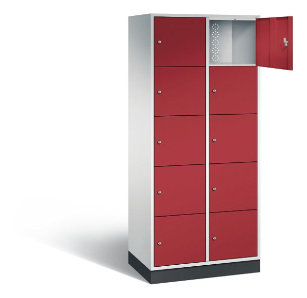 C+P XL lockerkast Intro, H1950xW820xD490mm, kleur: lichtgrijs/robijnrood, 8570-202 S10009
