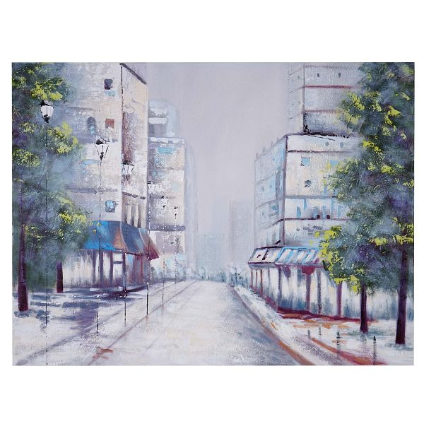 Mendler olieverfschilderij dorp, 100% handgeschilderde muurschildering XL, 120x90cm, 59448