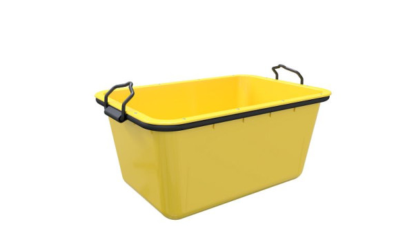 Schake-mortelbak van kunststof in de kleur geel, met stalen buis van robuust en slagvast HDPE (high density polyethyleen), 11200-G