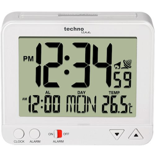 Technoline wekkerradio wit, gedimde permanente verlichting zonder voeding, afmetingen: 96 x 80 x 32 mm, WT 195 wit