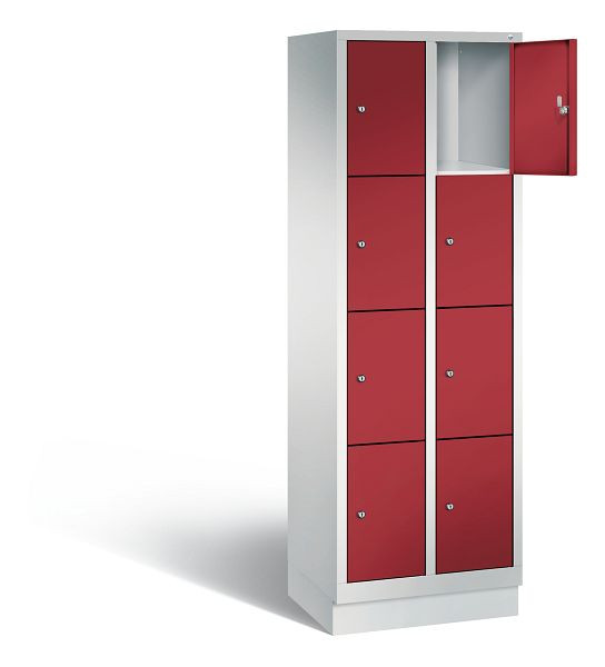 C+P lockerkast Evolo, H1800xB610xD500mm, kleur: lichtgrijs/robijnrood, 48020-204 S10010