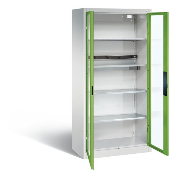 C+P accu laadkast serie 89, H1950xW930xD500mm, kleur: lichtgrijs / virid groen, verzonken handgreep, 8921-055E1 S10003