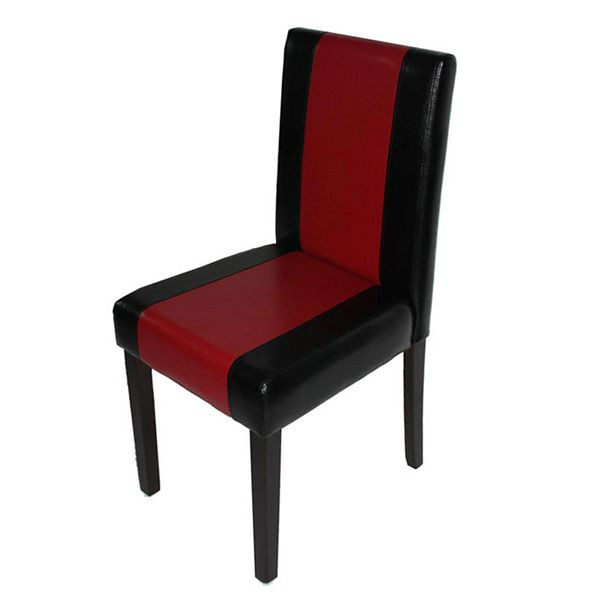 Mendler eetkamerstoel Littau, keukenstoel, kunstleer, zwart/rood, donkere poten, 74382