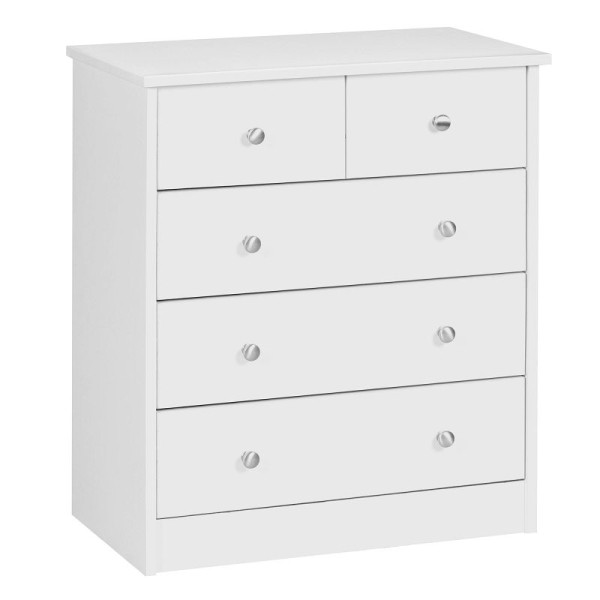 Wohnling Design houten ladekast PRUE 60 x 70 x 35 cm wit met 5 laden, WL1.339
