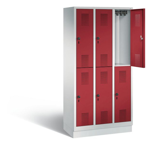C+P locker dubbellaags Evolo, H1800xW900xD500mm, kleur: lichtgrijs/robijnrood, 48320-30 S10212