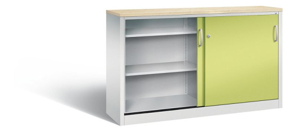 C+P dressoir met schuifdeuren Acurado, H1000xB1600xD400mm, kleur: lichtgrijs / virid green, beugelgreep, 2146-00 S10171
