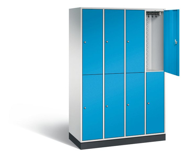 C+P locker, dubbellaags intro, H1950xW1220xD490mm, kleur: lichtgrijs/lichtblauw, 8270-401 S10036