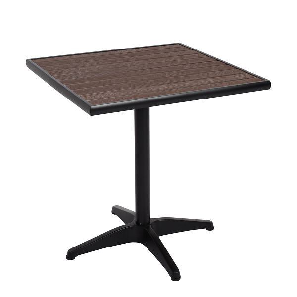 Mendler tuintafel HWC-J95, balkontafel bistrotafel, gastronomie buitencoating aluminium polywood, zwart, donkerbruin, 84861