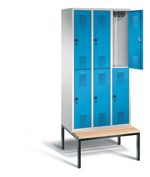 C+P locker dubbeldekker Evolo, H2090xW900xD815mm, kleur: lichtgrijs/lichtblauw, 48350-30 S10112