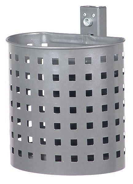 Renner halfronde afvalcontainer ca. 20 L, geperforeerd, voor wand- en paalmontage, verzinkt en gecoat, antraciet ijzermica, 7057-02PB DB703