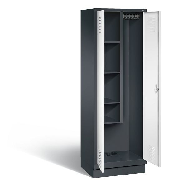 C+P reinigingsmiddelenkast Evolo, H1800xB610xD500mm, kleur: zwartgrijs / verkeerswit, 48120-00 S10164