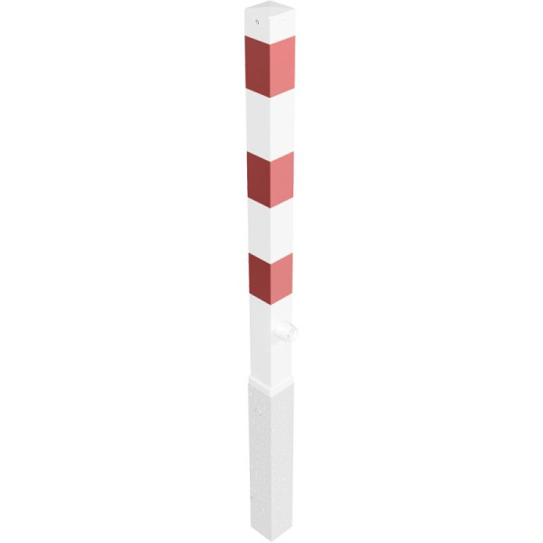 Stone HGS afzetpaal -Bollard-, met driehoekslot, DIN 3223, sluiting onder, wit met 3 rode lichtlijsten, zonder oogjes, 470fb