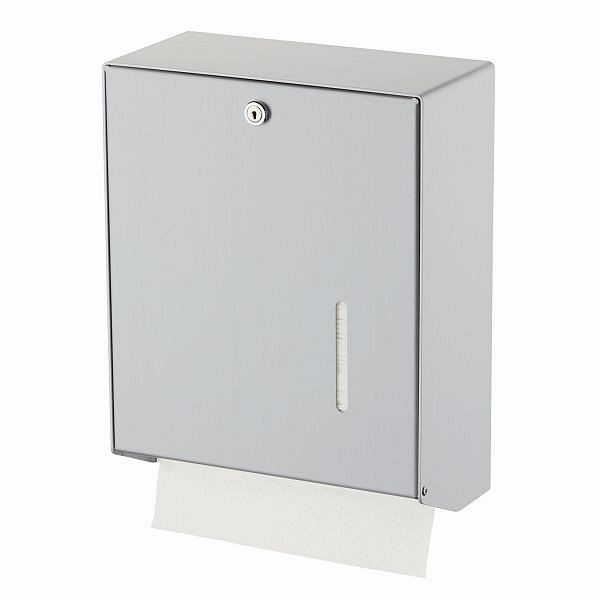 Air Wolf papieren handdoekdispenser voor maximaal 600 gevouwen handdoeken, Omicron II-serie, H x B x D: 350 x 275 x 130 mm, geanodiseerd aluminium, 35-750