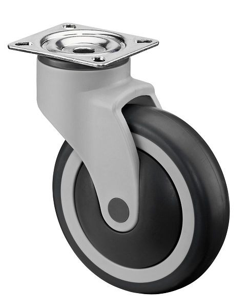 BS-rollen Kunststof rol, wielbreedte 32 mm, wiel-Ø 125 mm, draagvermogen 100 kg, grijs rubberen loopvlak, kogellager, VE = 2 stuks, C100.A82.125
