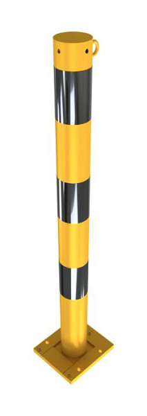 Schake afzetpaal stalen buis Ø 76 x 2,6 mm afneembaar, afneembaar geel/zwart, met 1 oog, 476APBG+1