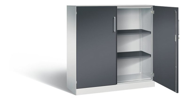C+P vleugeldeurkast Asisto, H1310xB1200xD435mm, kleur: lichtgrijs/zwartgrijs, beugelgreep, 3 niveaus, 141031-000 S10114