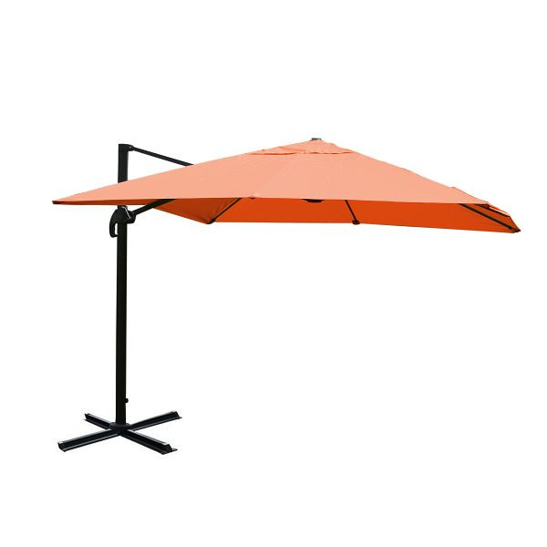 Mendler gastronomie verkeerslichtparaplu HWC-A96, parasol, 3x4m (Ø5m) polyester/aluminium 26kg, terracotta zonder standaard, draaibaar, 134330+122472