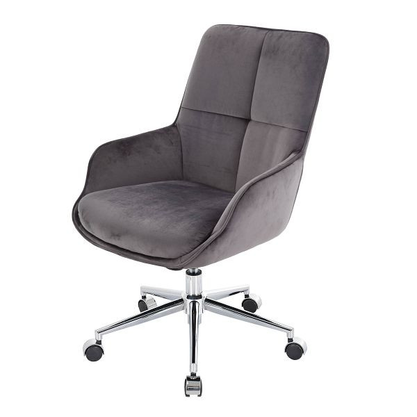 Mendler bureaustoel HWC-J64, bureaustoel, bureaustoel, fauteuil, met armleuningen, in hoogte verstelbaar, fluweel, donkergrijs, 82122