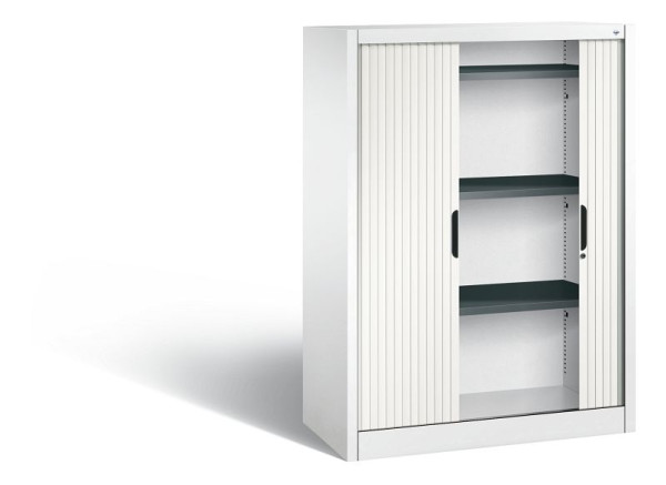 C+P dressoir met rolluik Omnispace, H1345xB1000xD420mm, kleur: verkeerswit, verzonken greep, 3 niveaus, 3222-00 S10083