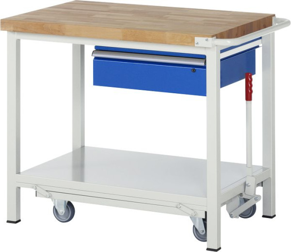 RAU werkbank met neerlaatbaar onderstel serie 8000, 1 x lade, 1000x880x700 mm, 05-8001A6-107B4F.11