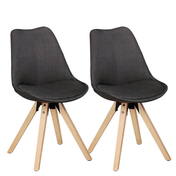 Wohnling set van 2 retro eetkamerstoelen Lima antraciet, WL5.026