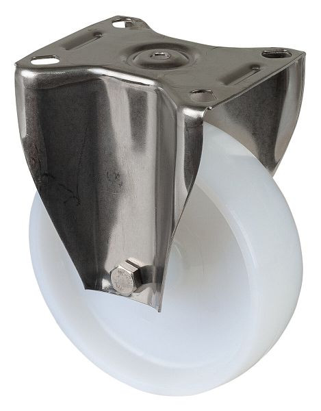 BS rollen RVS transportrol, wielbreedte 37,5 mm, wiel-Ø 125 mm, draagvermogen 130 kg, kunststof, glijlager, plaat, H110.A90.125