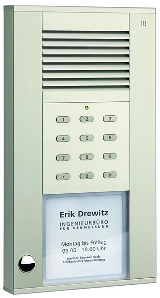 TCS audio buitenpost serie ASD 1 belknop (links uitgelijnd) met geïntegreerd codeslot, AP zilver, ASD51010-0010