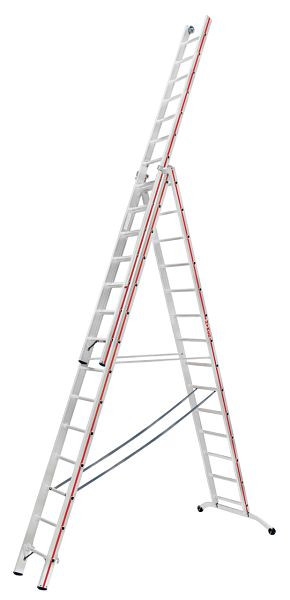 HYMER multifunctionele ladder, driedelig, 3x14 sporten, lengte ingeschoven 4,17 m / uitgeschoven 9,78 m, 604742