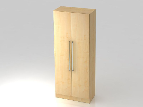 Hammerbacher kast 5OH met onderplaat chroomgreep esdoorn/esdoorn, 80x42x200,4 cm (BxDxH), V7100/3/3/CE