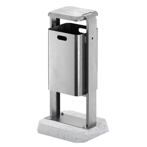 Stein HGS HGS afvalbak -City 200- met deksel, verrijdbaar met betonnen voet, zonder asbak, container en standaard zonder verf, staal, thermisch verzinkt, 12654-0101