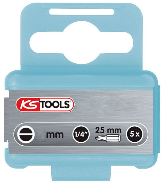 KS Tools 1/4" roestvrijstalen bitsleuf, 25 mm, 6,5 mm, 5 stuks, 910.2243