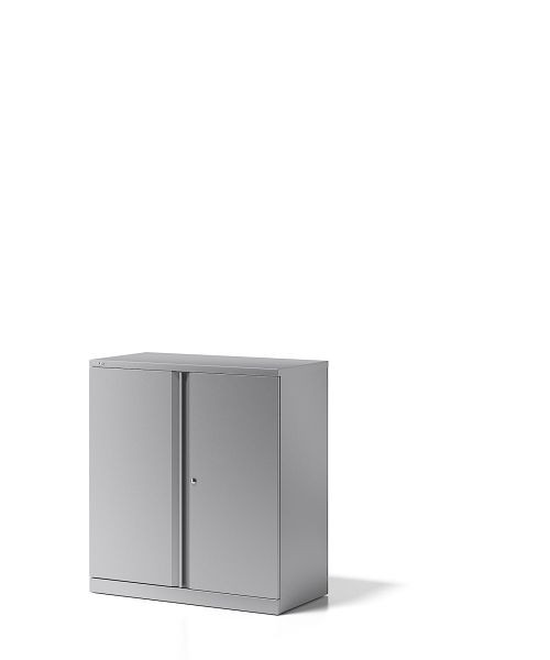 Bisley Essentials draaideurkast, met 1 plank voor 2 ordnerhoogtes, zilver, YECB09101S355