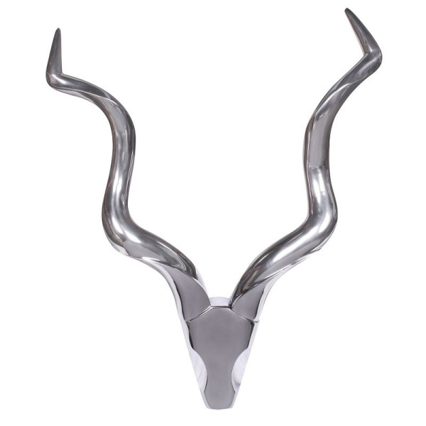 Wohnling decoratieve hertengewei L aluminium wanddecoratie 80 cm landhuisstijl zilver metaal modern design hertenkop landhuisgewei muur groot WL1.241